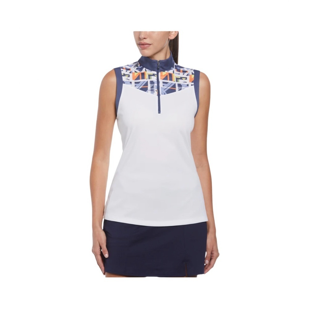 Callaway Geo Print Block Sleeveless Golf Polo Shirt NWT Size L